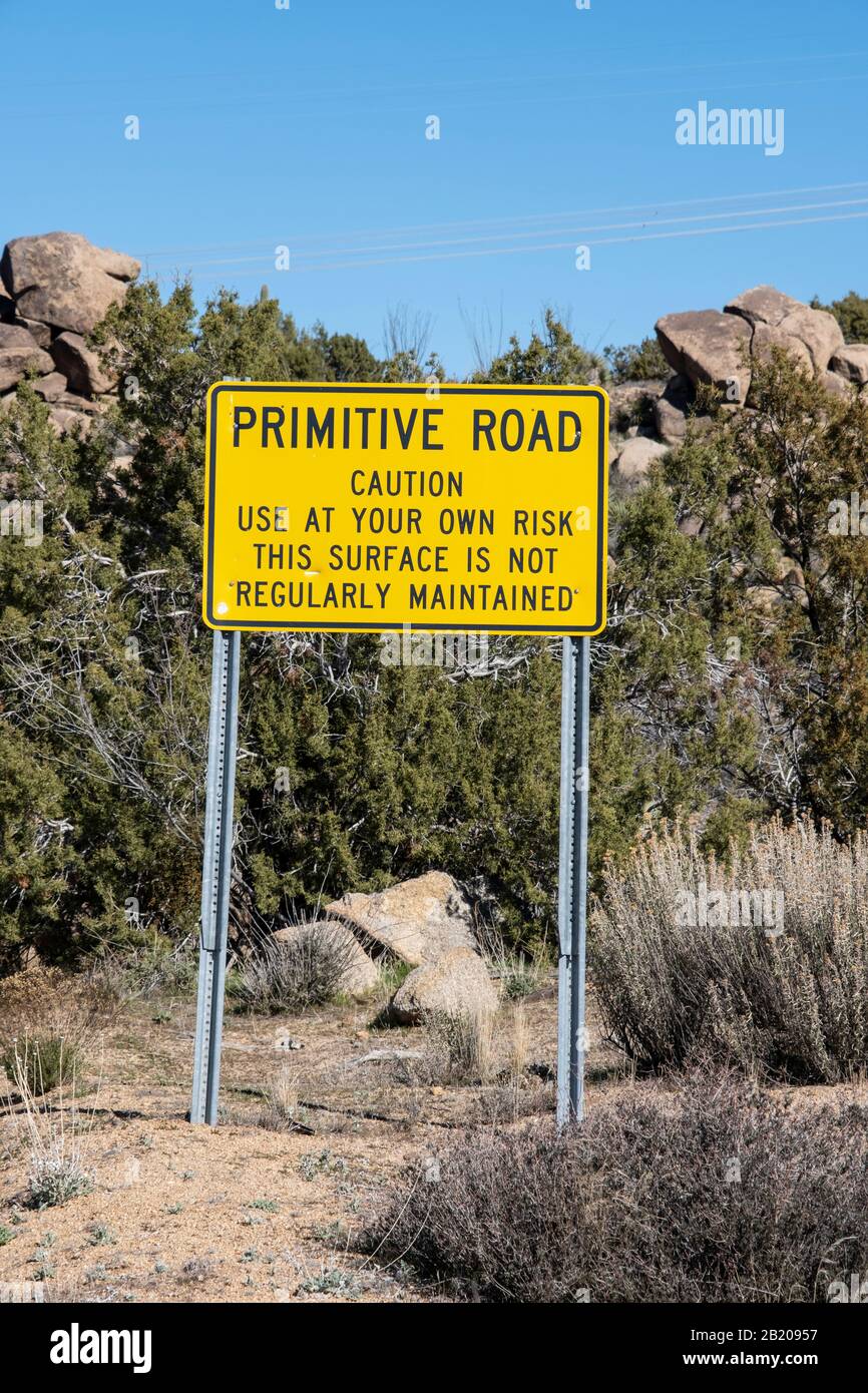 Nothing is an uninhabited ghost town between Wickenburg and Wikieup on the US 93 road from Phoenix to Kingman, Arizona, USA Stock Photo