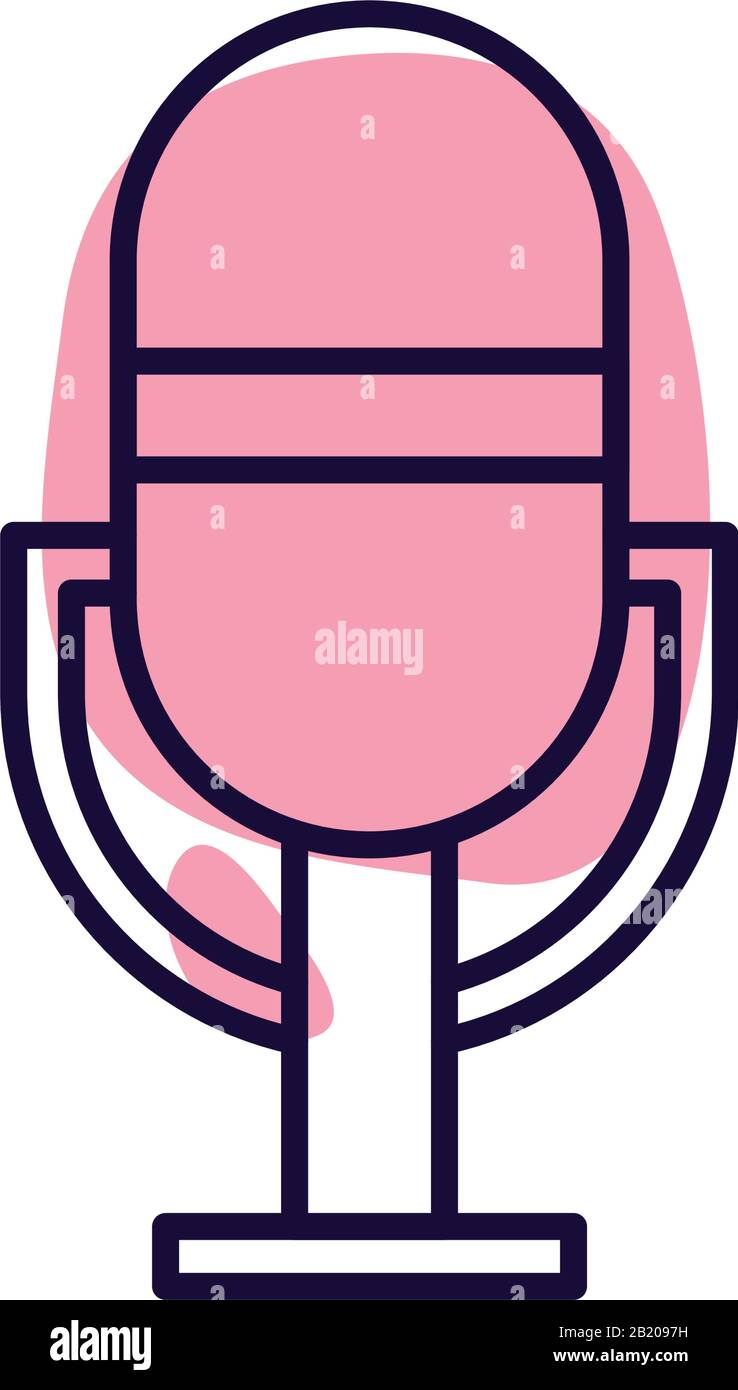 microphone line style icon design, Music sound melody song musical art