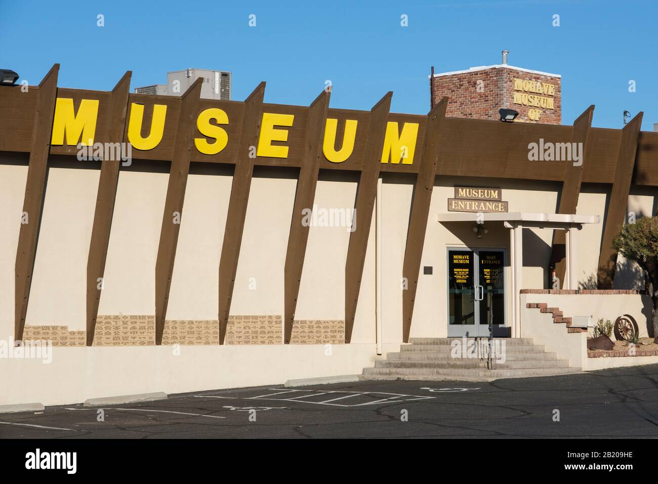 Exterior & entrance of The Mohave Museum of History and Arts, Kingman, Arizona, USA Stock Photo