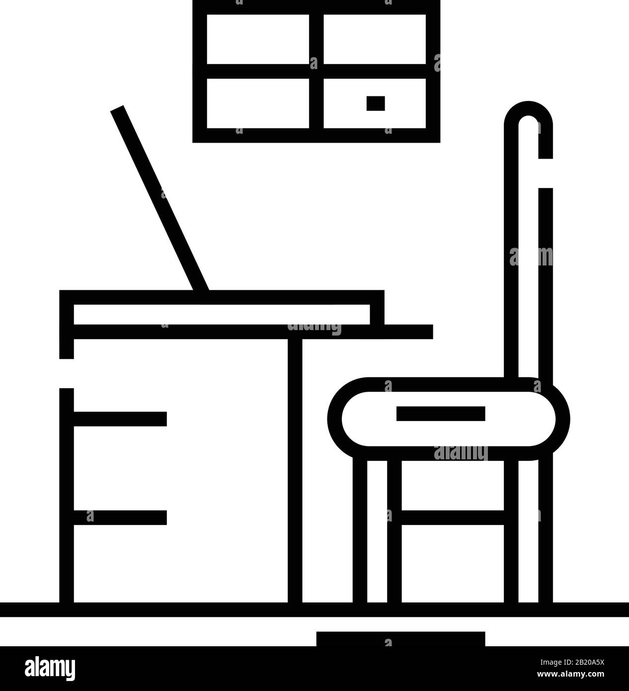 Office view line icon, concept sign, outline vector illustration ...