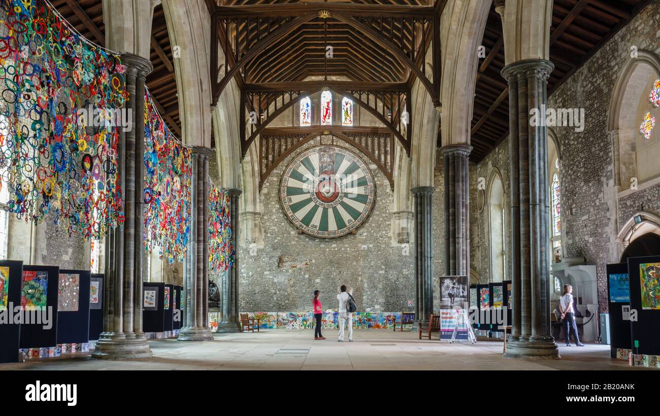 WINCHESTER, UK - July 27, 2012. King Arthurs Round Table and the Great Hall in Winchester Castle, Hampshire, England Stock Photo