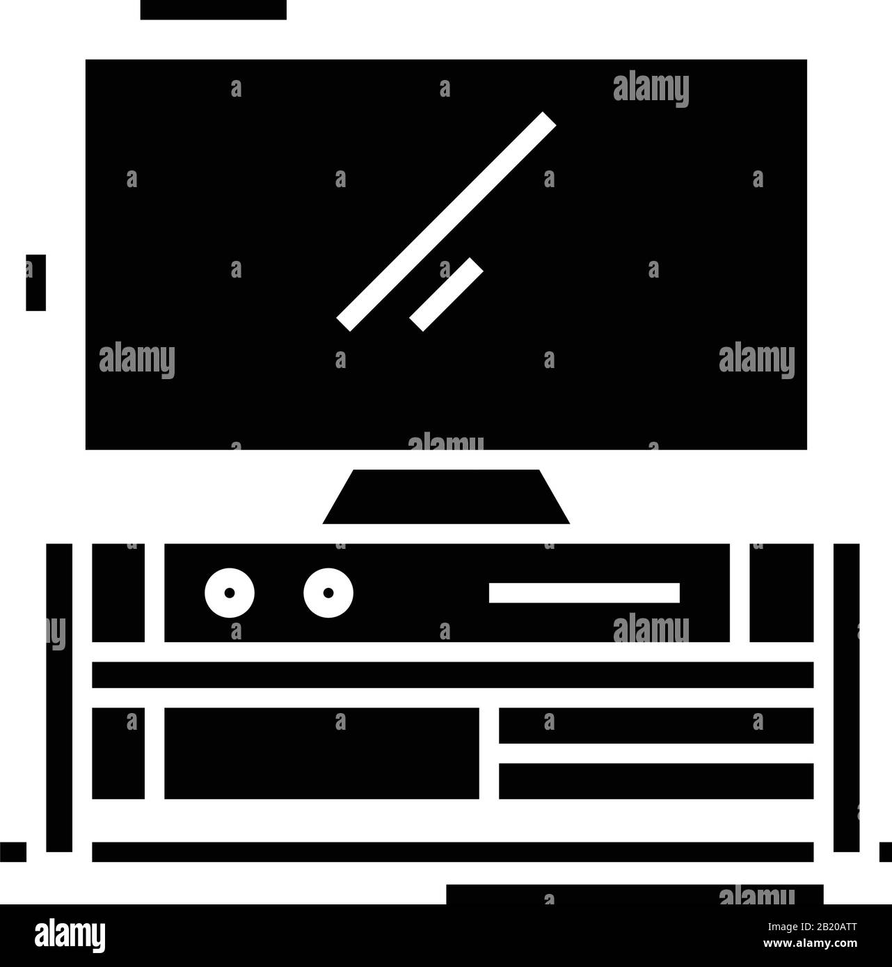 Domestic cinema black icon, concept illustration, vector flat symbol, glyph sign. Stock Vector