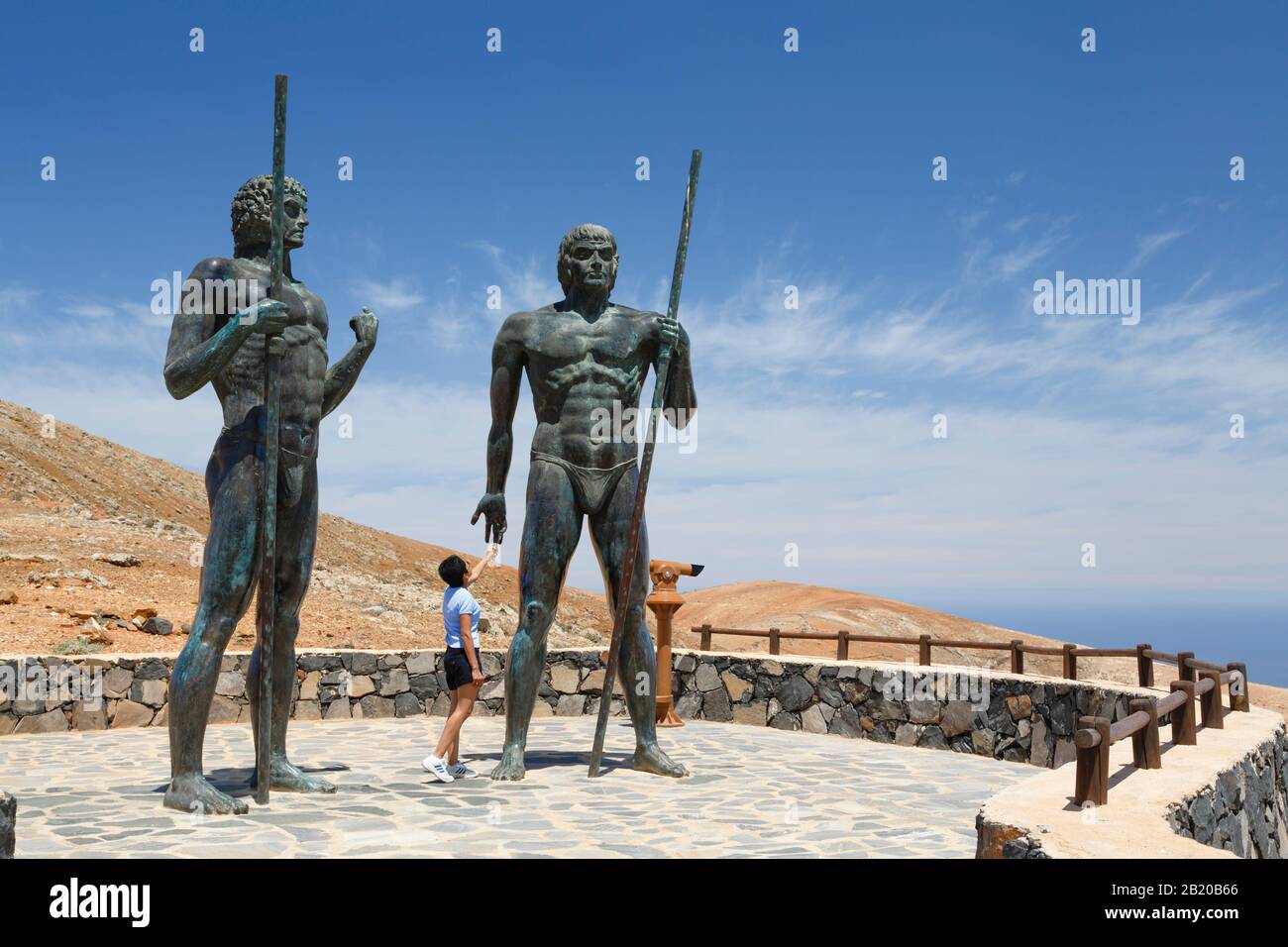 FUERTEVENTURA, SPAIN - May 10, 2013. Statues of Guanche kings Guize and Ayose on Fuerteventura, Canary Islands Stock Photo