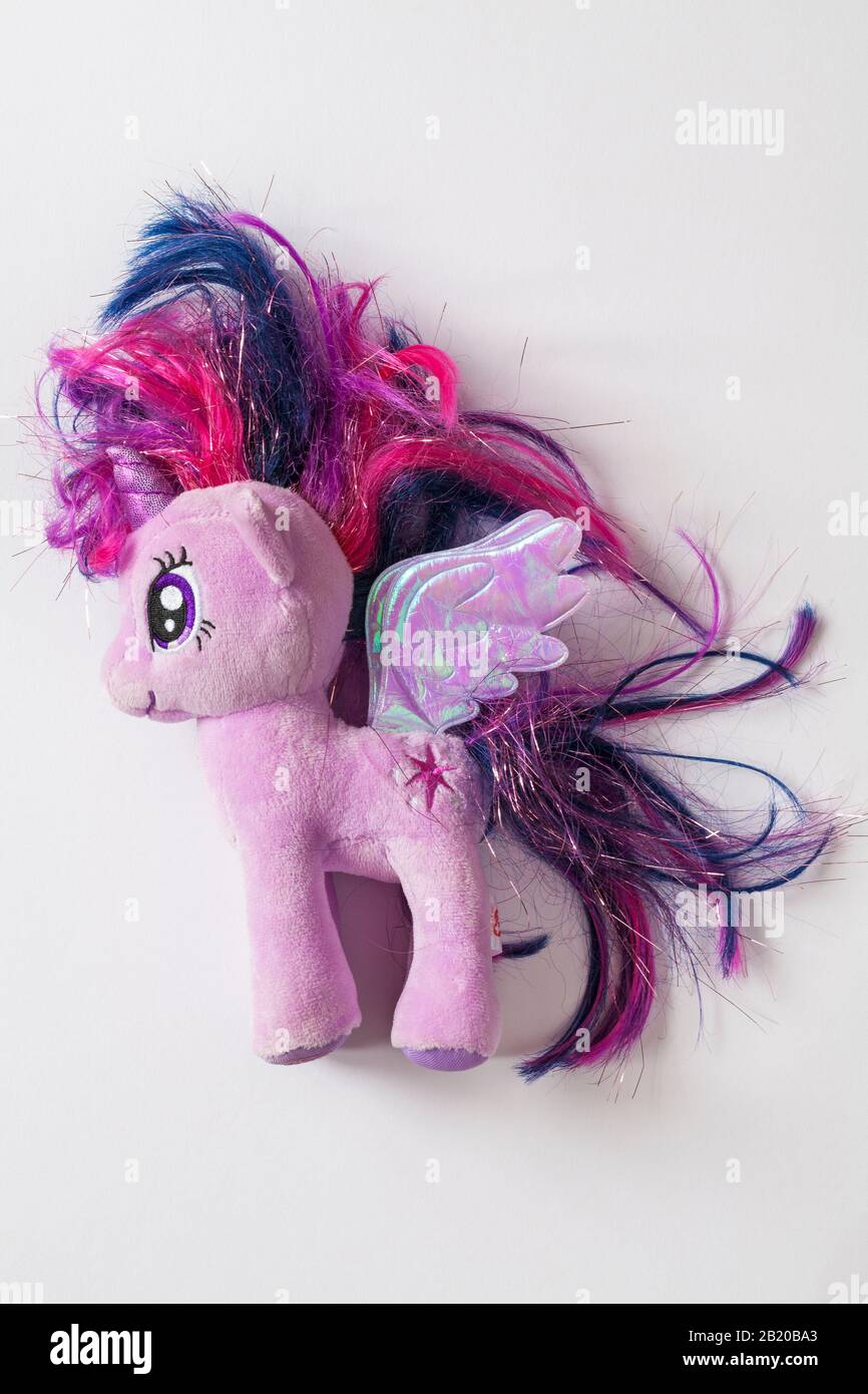 My Little Pony Twilight Sparkle Ty soft cuddly plush toy isolated on white background Stock Photo