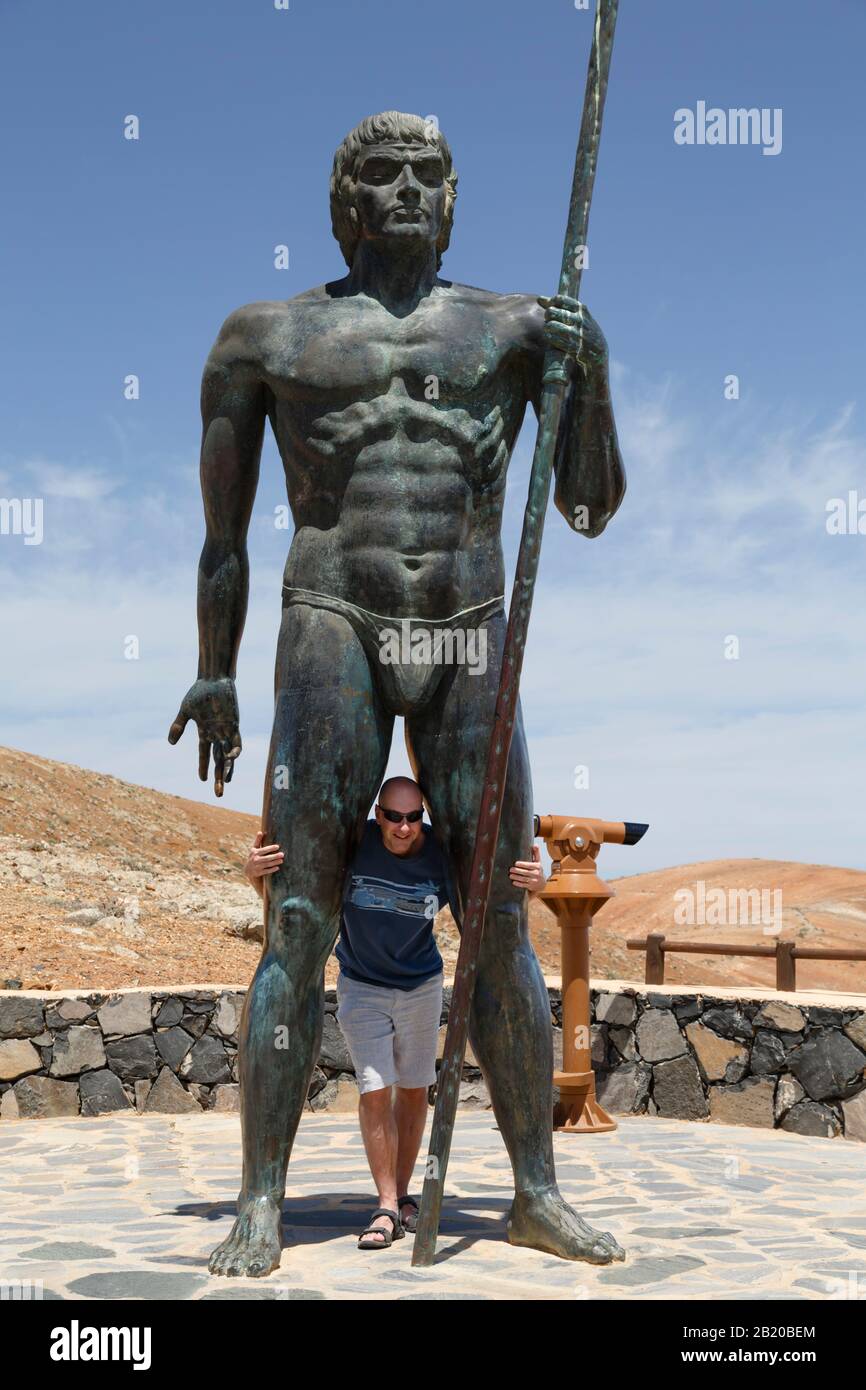 FUERTEVENTURA, SPAIN - May 10, 2013. Statue of Guanche kings Guize and Ayose on Fuerteventura, Canary Islands Stock Photo