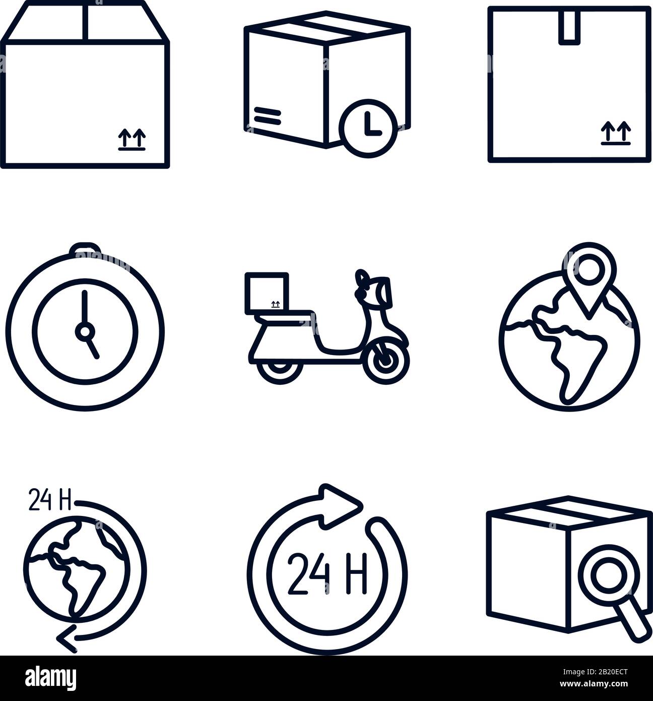 line style icon set design, Delivery logistics transportation shipping ...
