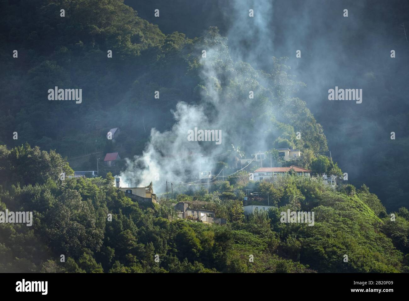 Feuer bei Boaventura, Madeira, Portugal Stock Photo