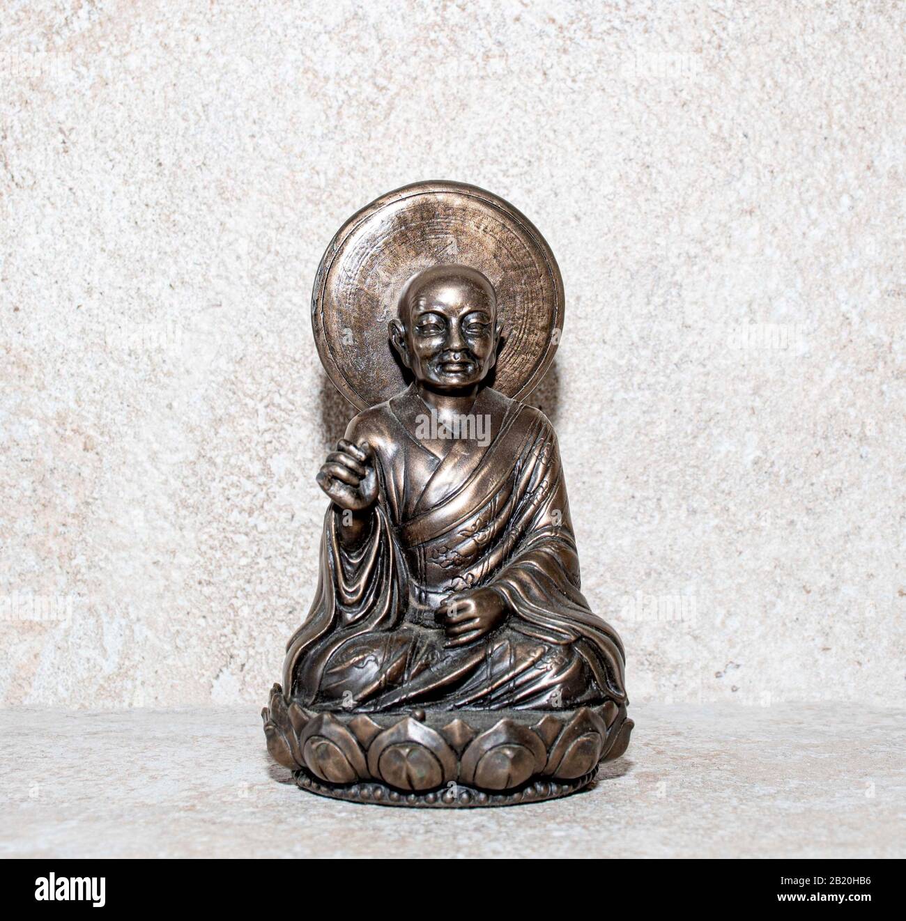 Buddhist monk statue bronze resin Stock Photo Alamy