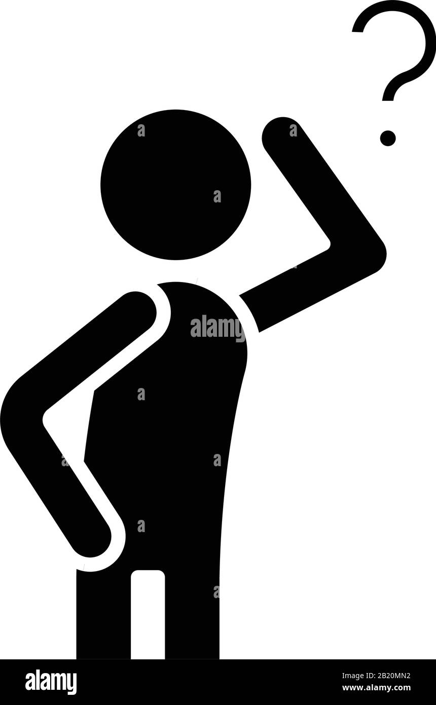 Difficult question black icon, concept illustration, vector flat symbol, glyph sign. Stock Vector