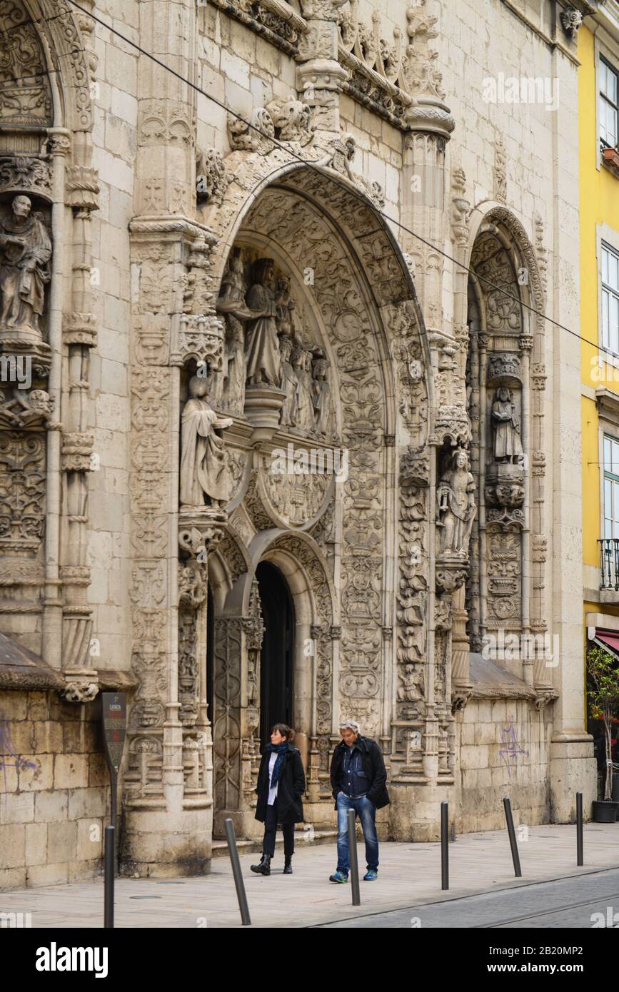 Kirche ´Nossa Senhora da Conceicao Velha´, Rua da Alfandega , Lissabon, Portugal Stock Photo