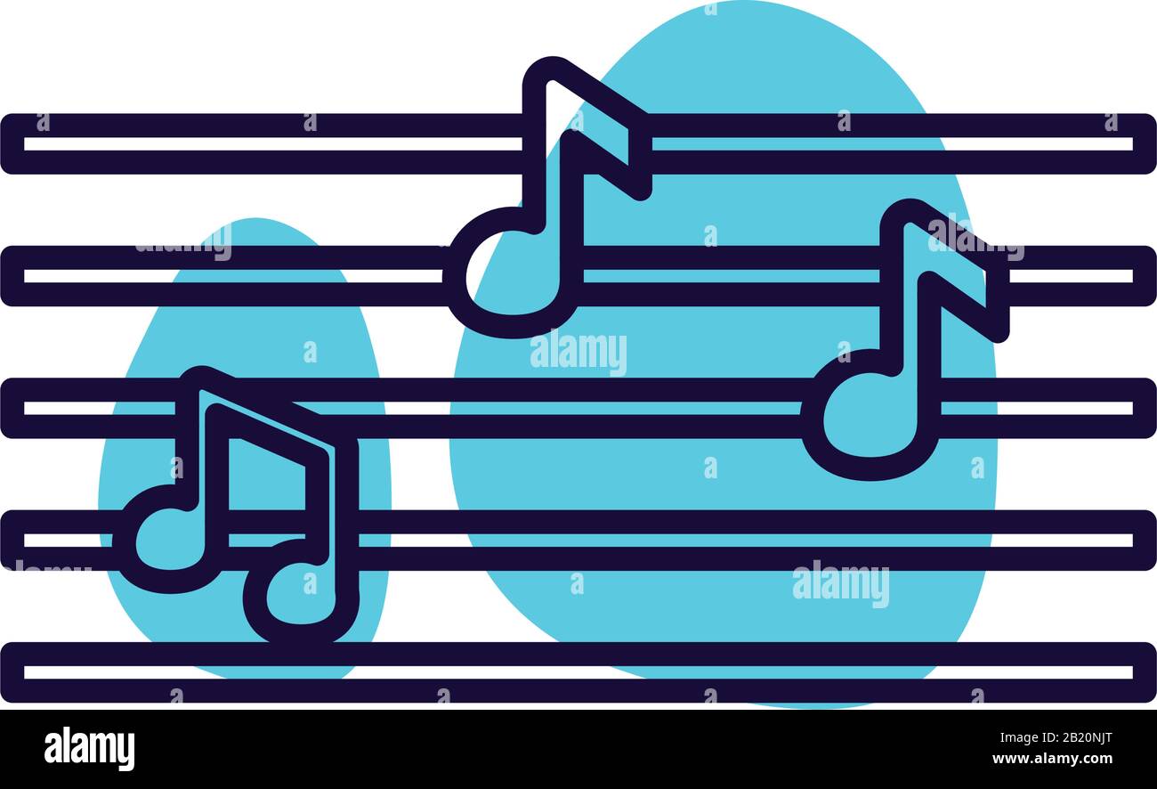 notes over stave line style icon design, Music sound melody song ...