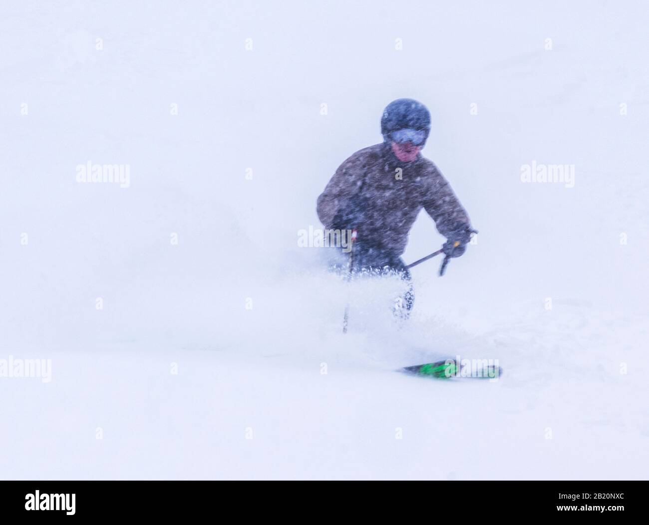 Skier in fresh powder at Monarch Mountain ski & snowboard resort on the Continental Divide in