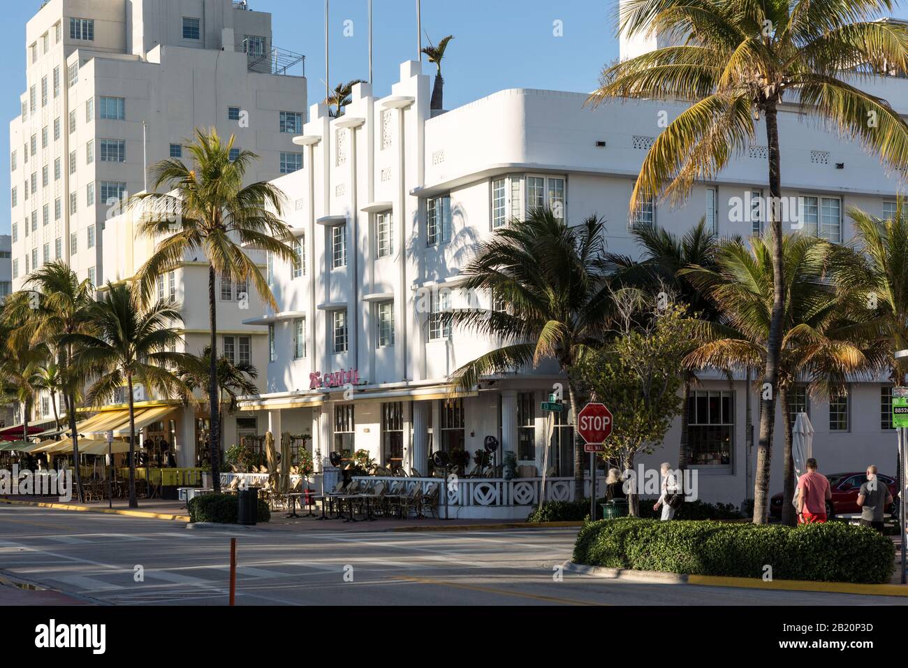 A view of the Art Deco Carlyle condos on Ocean Drive in Miami Beach