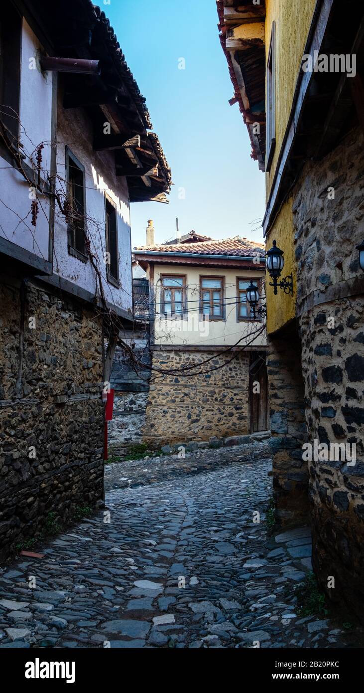 Cumalikizik, Bursa / Turkey - 02/17/2020: Old historical Ottoman village. Cumalikizik is UNESCO world heritage site Stock Photo