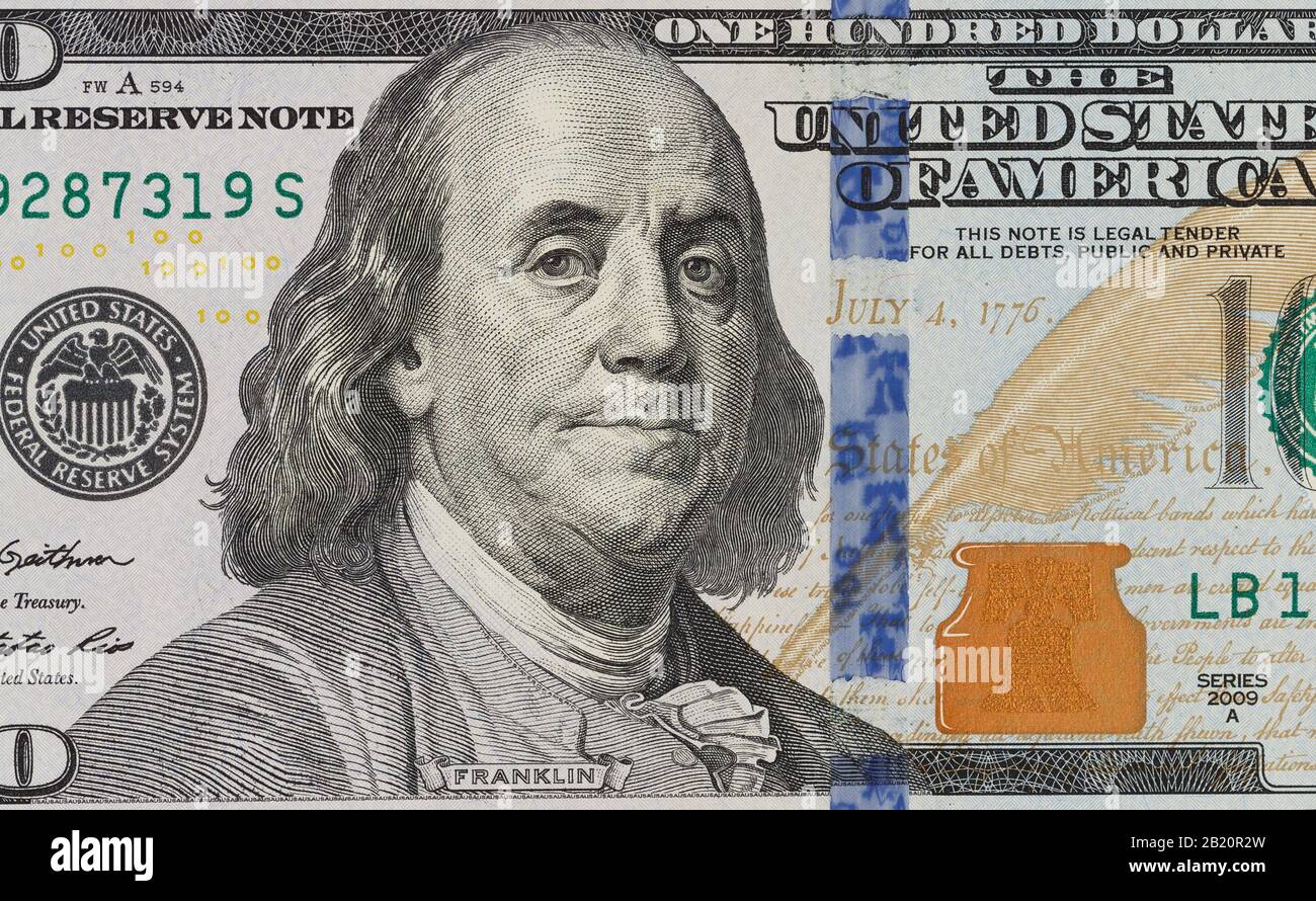 The denomination hundred dollars on isolated white background. new Stock Photo Alamy