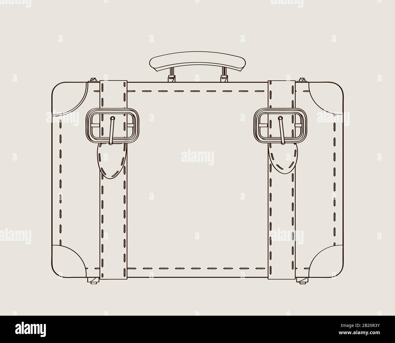 Vintage travel luggage, suitcase vector sketch drawing Stock Vector
