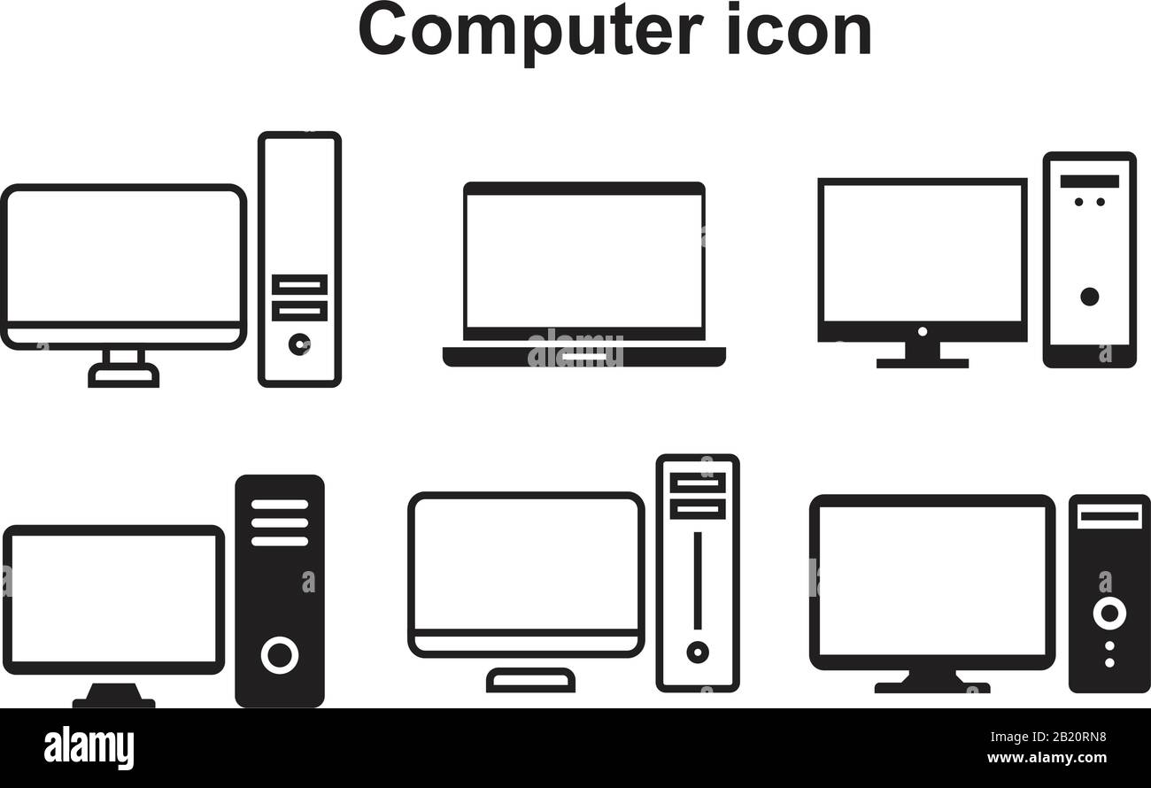 Computer Icon template black color editable. Computer Icon symbol Flat ...