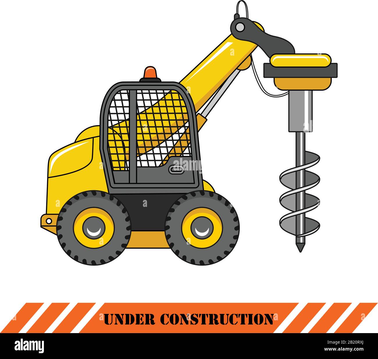 Drilling equipment. Heavy construction machines. Vector illustration
