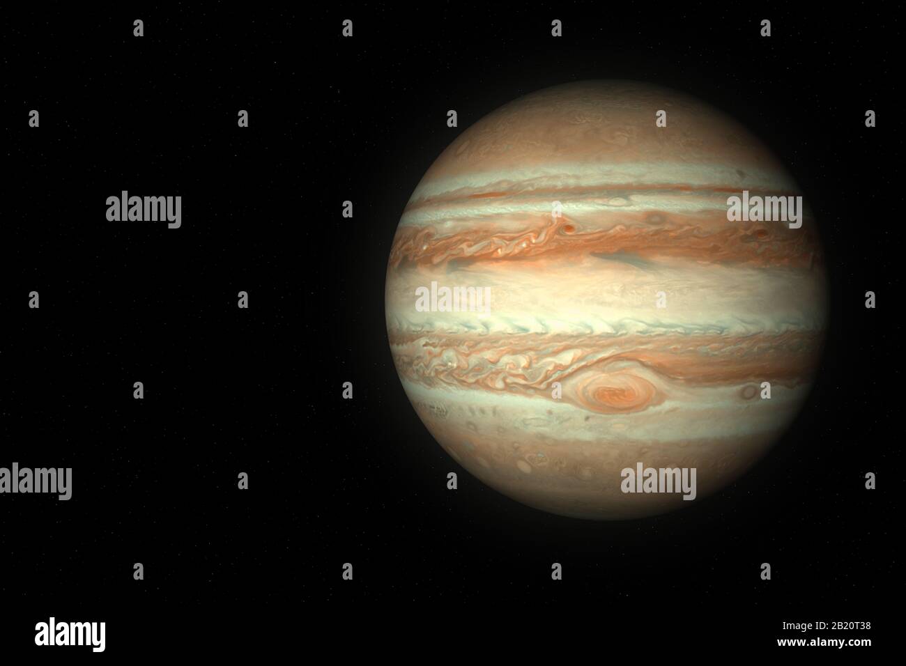 Jupiter is the fifth planet from the Sun and the largest in the Solar System. Stock Photo