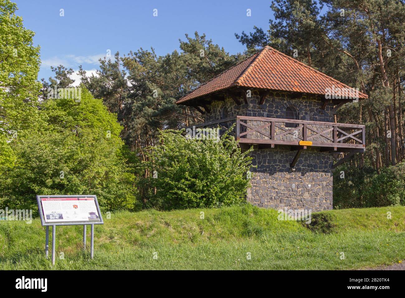 Wachturm am Limes in Grüningen bei Gießen, Hessen, Deutschland Stock Photo