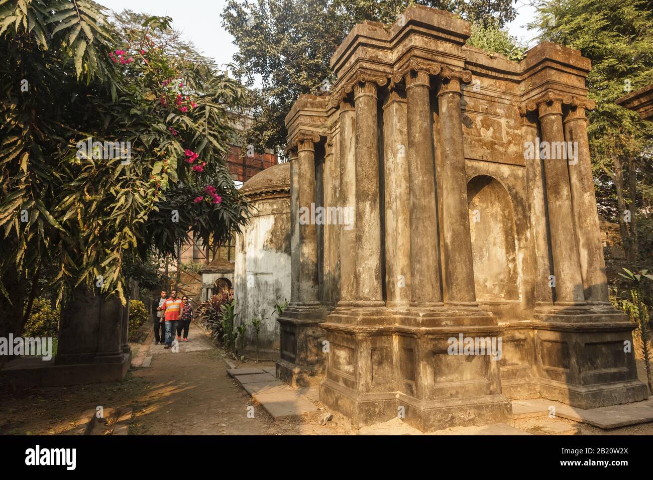 Kolkata, West Bengal/India - January 26 2018: A gothic Indo-Saracenic tomb inside the South Park Street Cemetary, in use until 1830. Stock Photo