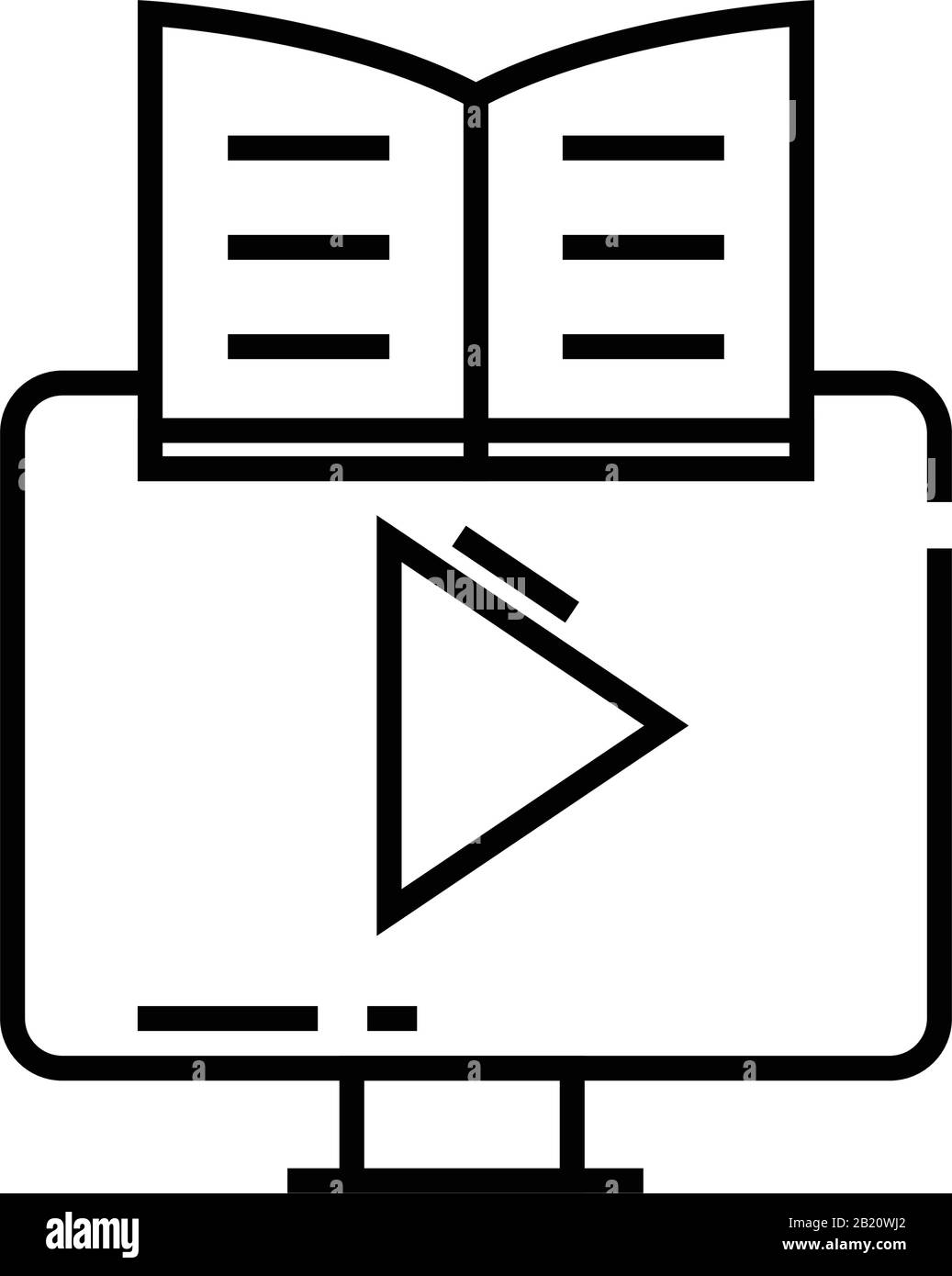 Online learning line icon, concept sign, outline vector illustration ...