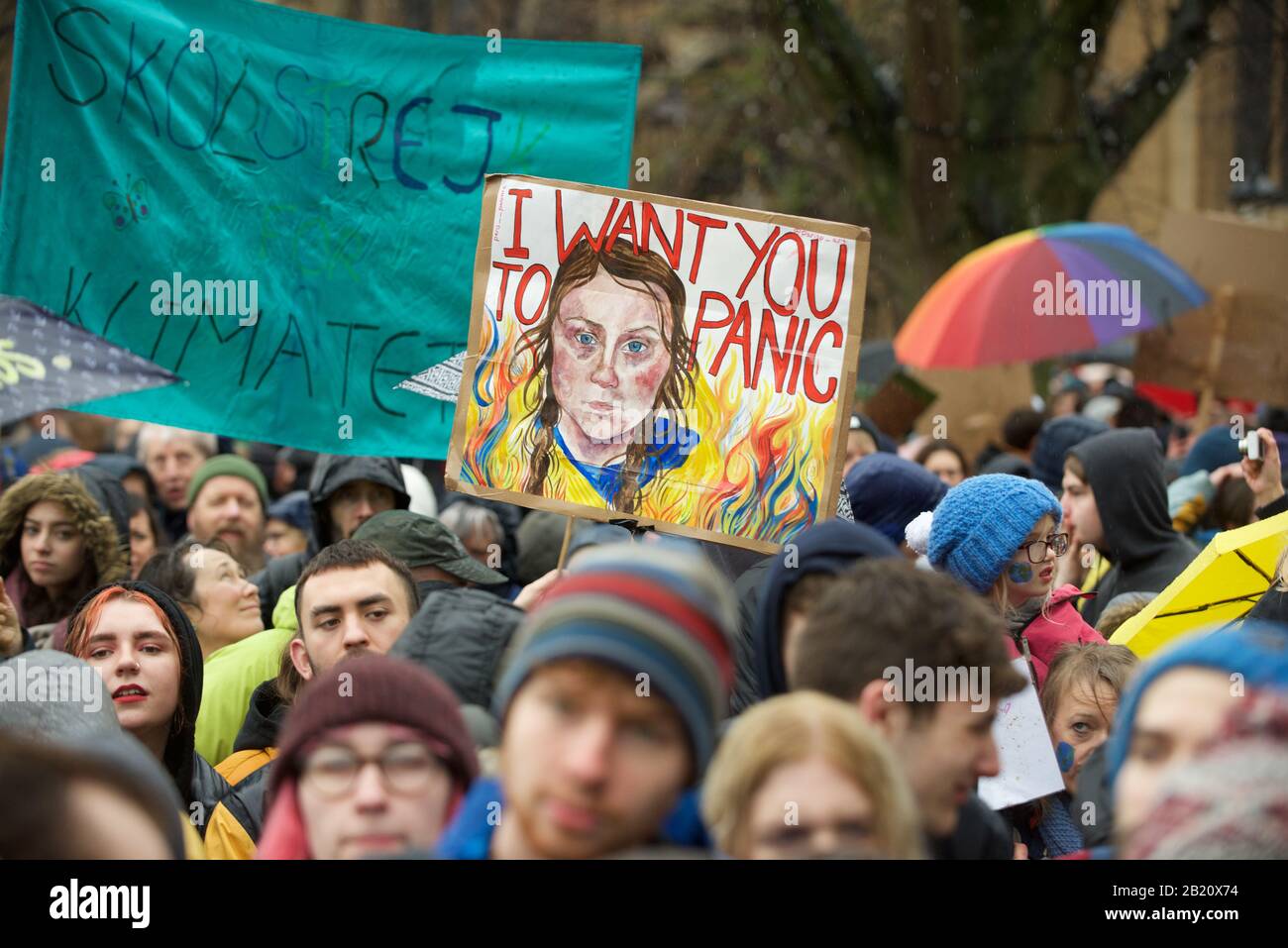 Bristol, UK. 28th Feb, 2020. 28.02.20. Greta Thunberg attends the School Strike in Bristol with over 30,000 other people. The school strike for the climate, AKA Fridays for Future, Youth for Climate and Youth Strike 4 Climate, is an international movement of school students who take time off from class to participate in demonstrations to demand action to deal with the Climate & Ecological Emergency Credit: Gareth Morris/Alamy Live News Stock Photo