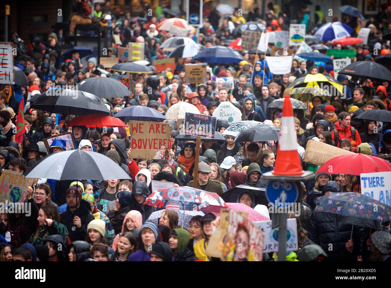Bristol, UK. 28th Feb, 2020. Greta Thunberg attends the School Strike in Bristol with over 30,000 other people. The school strike for the climate, AKA Fridays for Future, Youth for Climate and Youth Strike 4 Climate, is an international movement of school students who take time off from class to participate in demonstrations to demand action to deal with the Climate & Ecological Emergency Credit: Gareth Morris/Alamy Live News Stock Photo