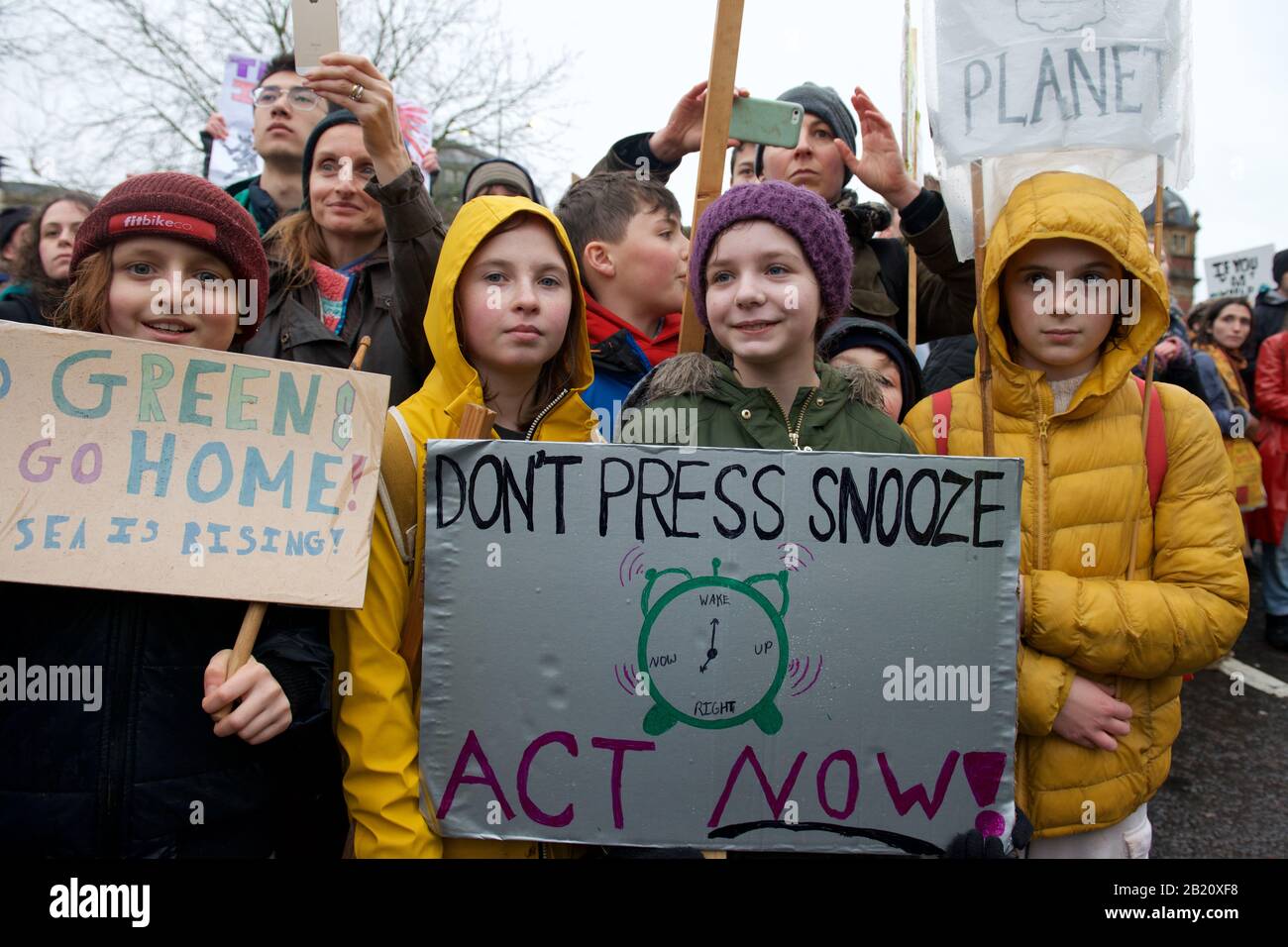 Bristol, UK. 28th Feb, 2020. Greta Thunberg attends the School Strike in Bristol with over 30,000 other people. The school strike for the climate, AKA Fridays for Future, Youth for Climate and Youth Strike 4 Climate, is an international movement of school students who take time off from class to participate in demonstrations to demand action to deal with the Climate & Ecological Emergency Credit: Gareth Morris/Alamy Live News Stock Photo