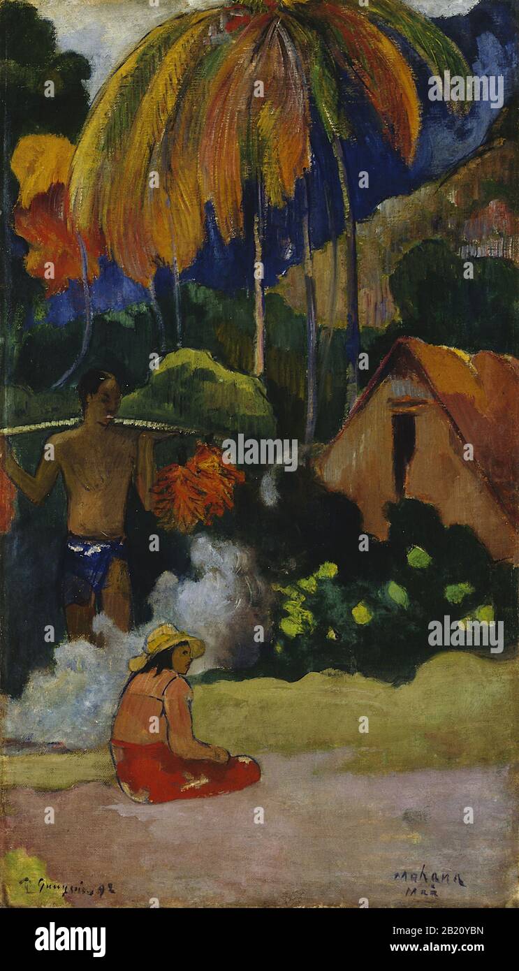 Landscape in Tahiti (Mahana Ma II) (1892) 19th Century Painting by Paul Gauguin - Very high resolution and quality image Stock Photo