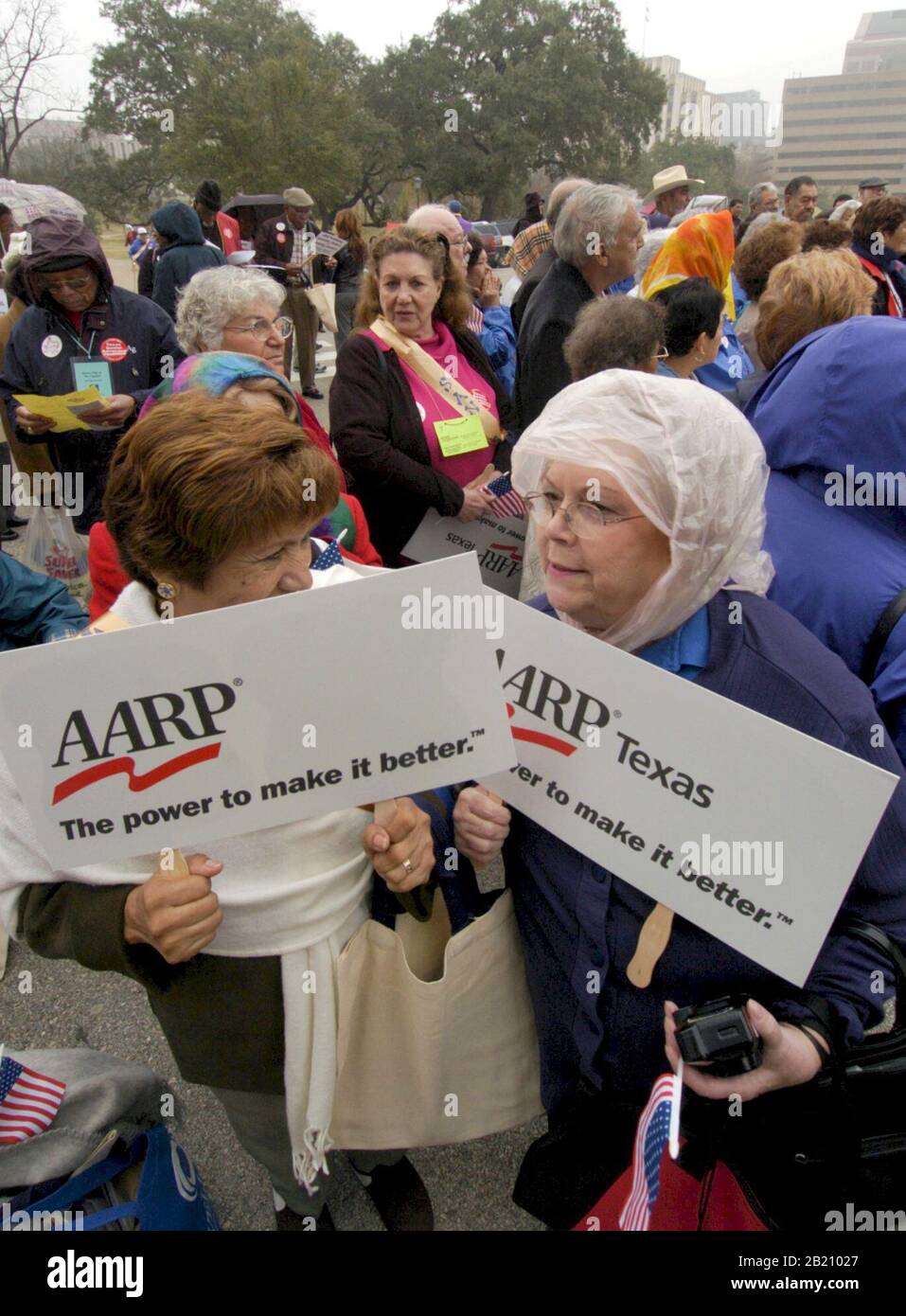 Feb. 8 2005, Austin, Texas: Texas seniors gather outside the Texas Capitol to listen to legislators talk about issues confronting an aging Texas population.  ©Bob Daemmrich Stock Photo