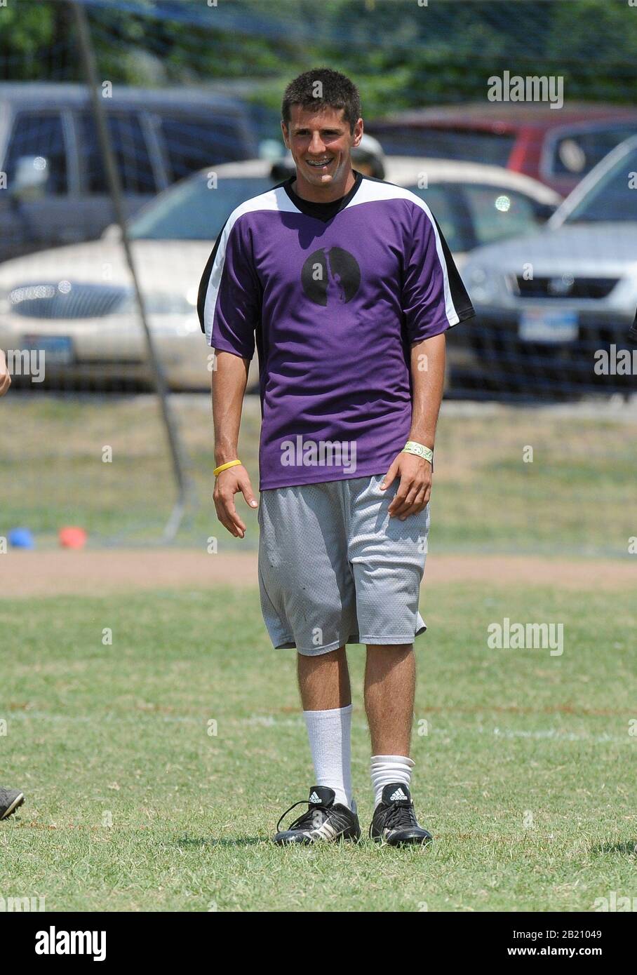 Austin Texas Teen Boy Age 17 Waits For Action To Start During A High School Ultimate Frisbee 