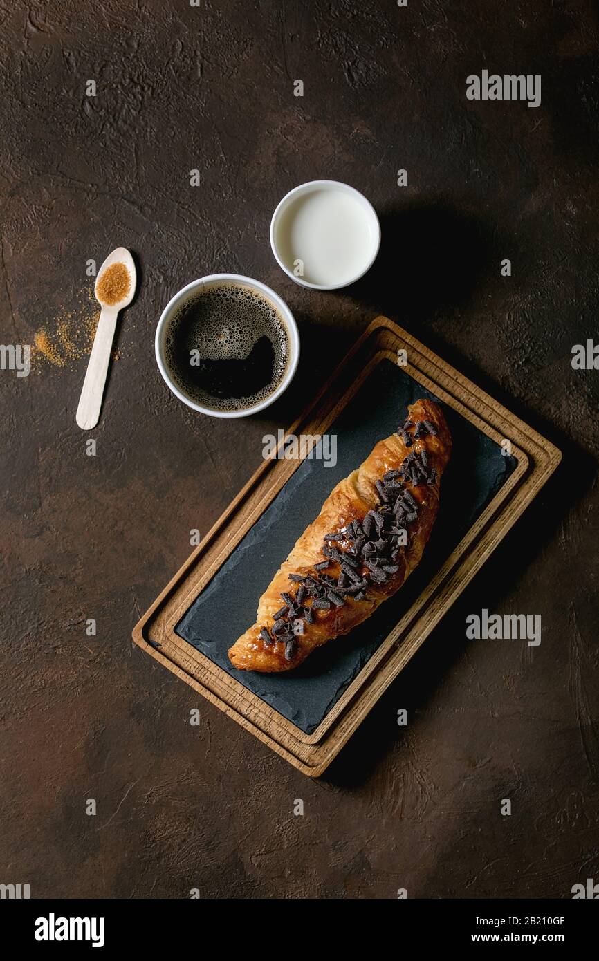 Puff pastry chocolate croissant Stock Photo Alamy