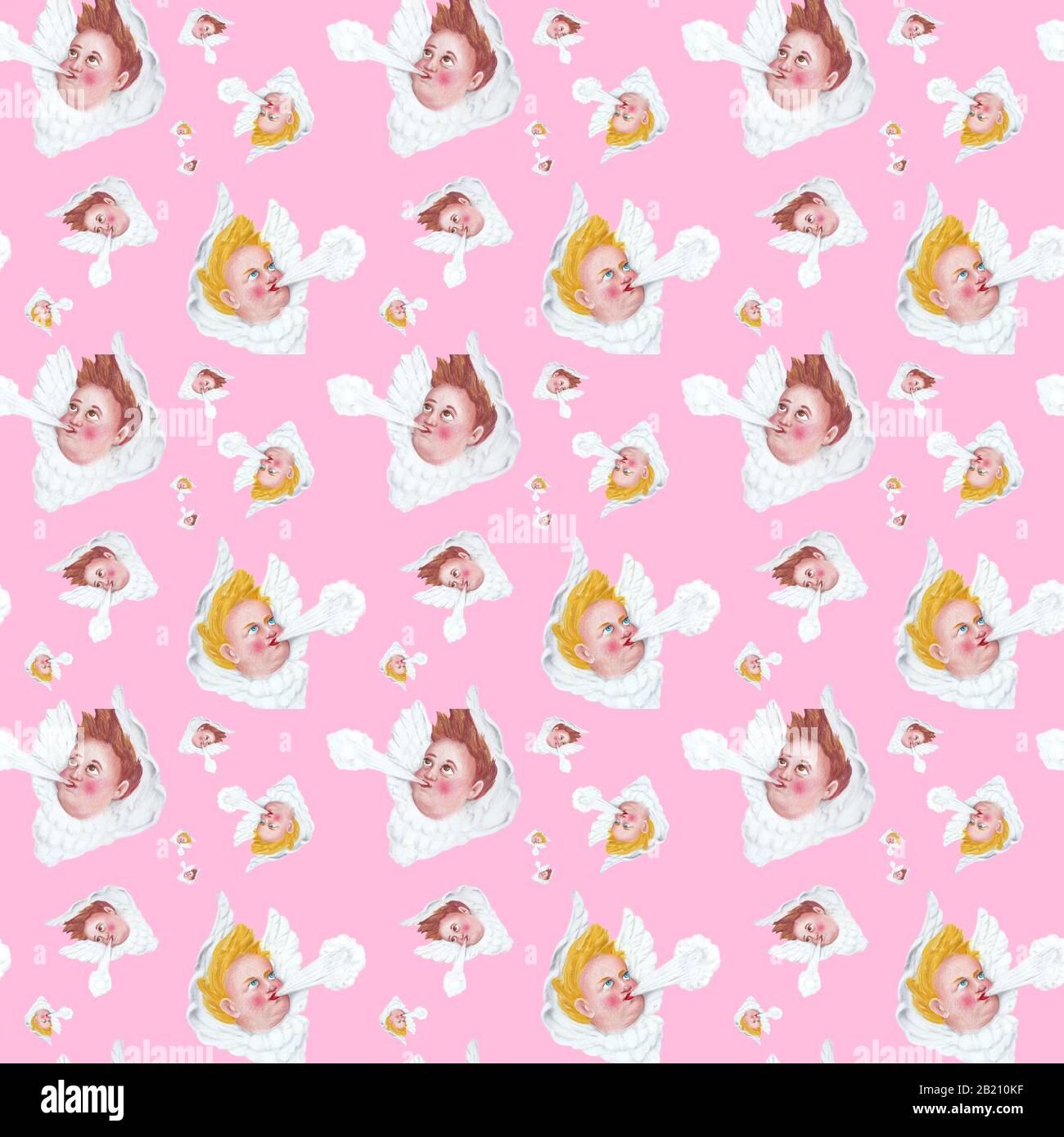 Wallpaper, wrapping paper, seamless pattern, blowing angel background pink, cutout, Germany Stock Photo - Alamy Wallpaper, wrapping paper, seamless pattern, blowing angel background pink, cutout, Germany Stock Photo - Alamy