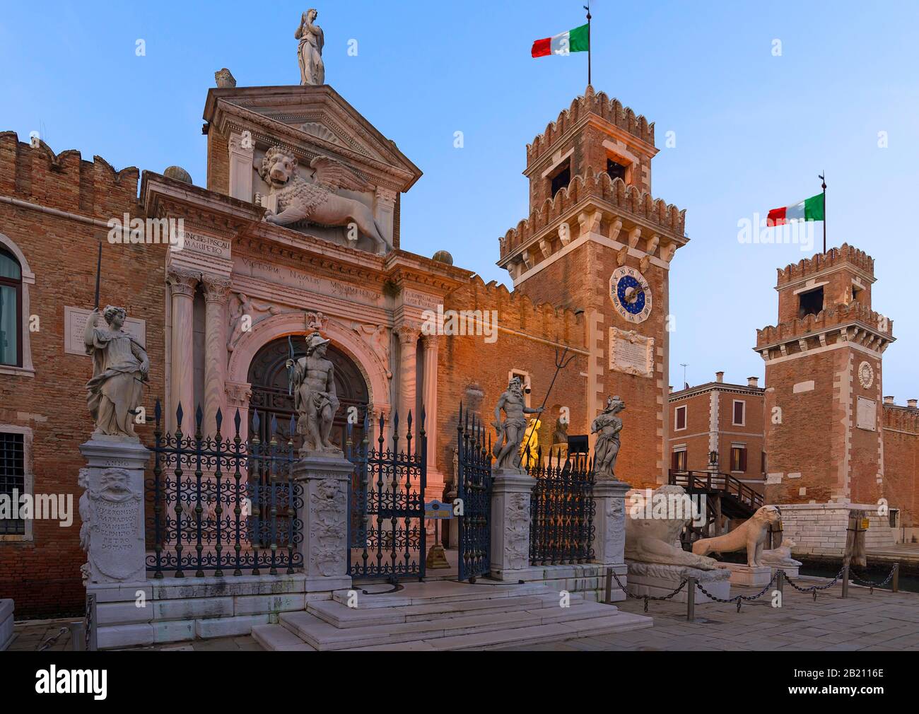 Entrance portal and gate Ingresso all'Acqua of the Arsenal, Renaissance, Venice, Veneto, Italy Stock Photo