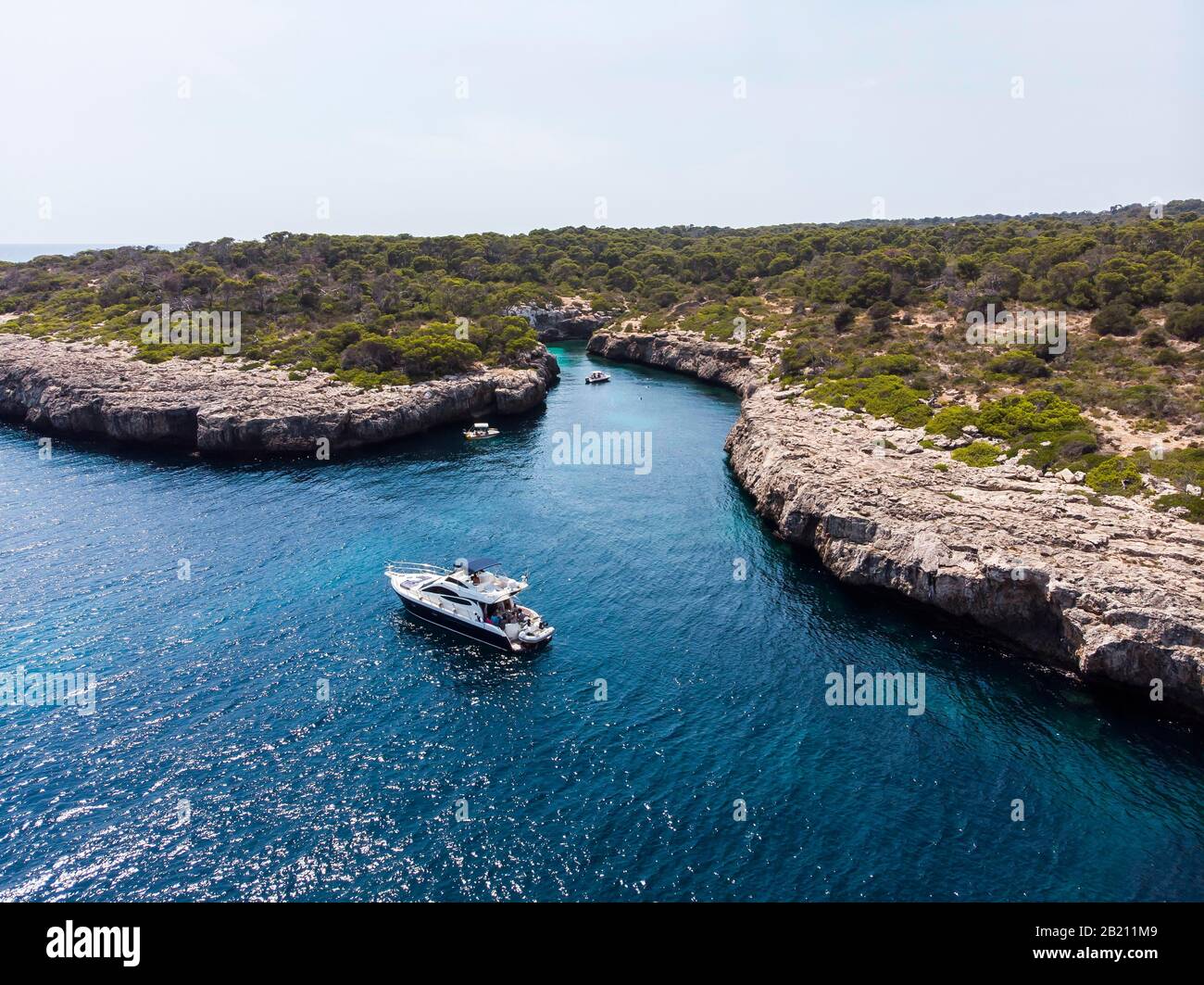 Aerial view, Cala Beltran bay, Majorca, Balearic Islands, Spain Stock Photo