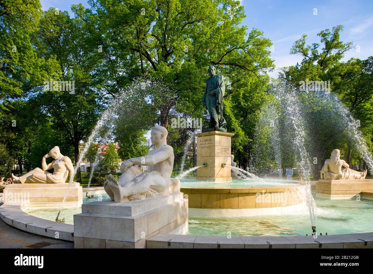 Bruat fountain in the park of the Champ de Mars, Colmar, Alsace, France Stock Photo