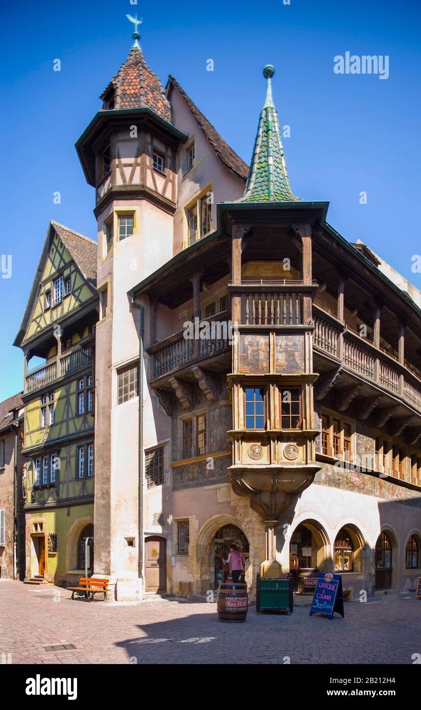 Half-timbered houses, Pfisterhaus in the Rue des Marchands, Colmar, Alsace, France Stock Photo
