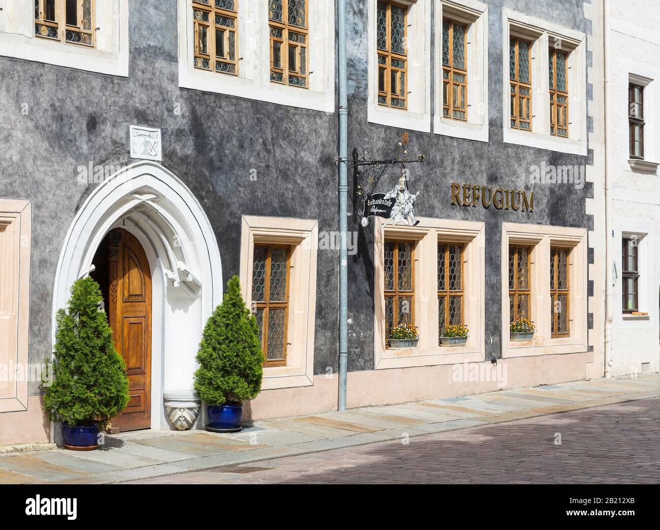 Restaurant Refugium in a historical residential house, churchyard, Pirna, Saxony, Germany Stock Photo