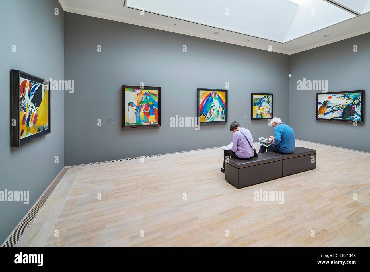 Room with works by Wassily Kandinsky, Staedtische Galerie im Lenbachhaus, Munich, Upper Bavaria, Bavaria, Germany Stock Photo