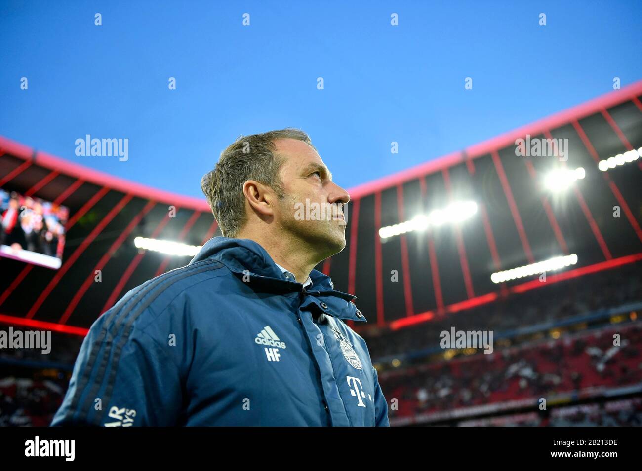 Coach Coach Hans-Dieter Hansi Flick FC Bayern Munich FCB, Allianz Arena, Munich, Bavaria, Germany Stock Photo