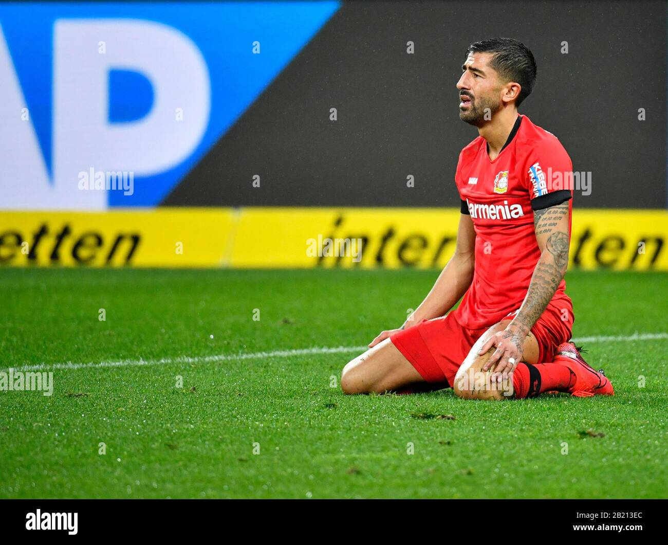 Disappointment at Kerem Demirbay Bayer 04 Leverkusen, PreZero Arena, Sinsheim, Baden-Wuerttemberg, Germany Stock Photo