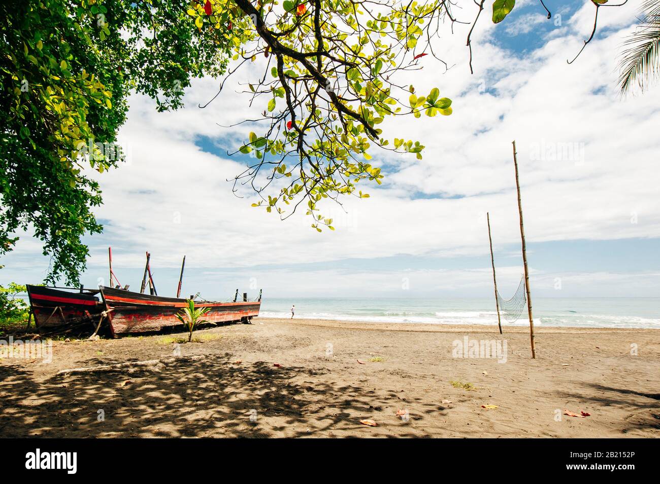 boats at Playa Negra, Puerto Viejo de Talamanca, Costa Rica Stock Photo