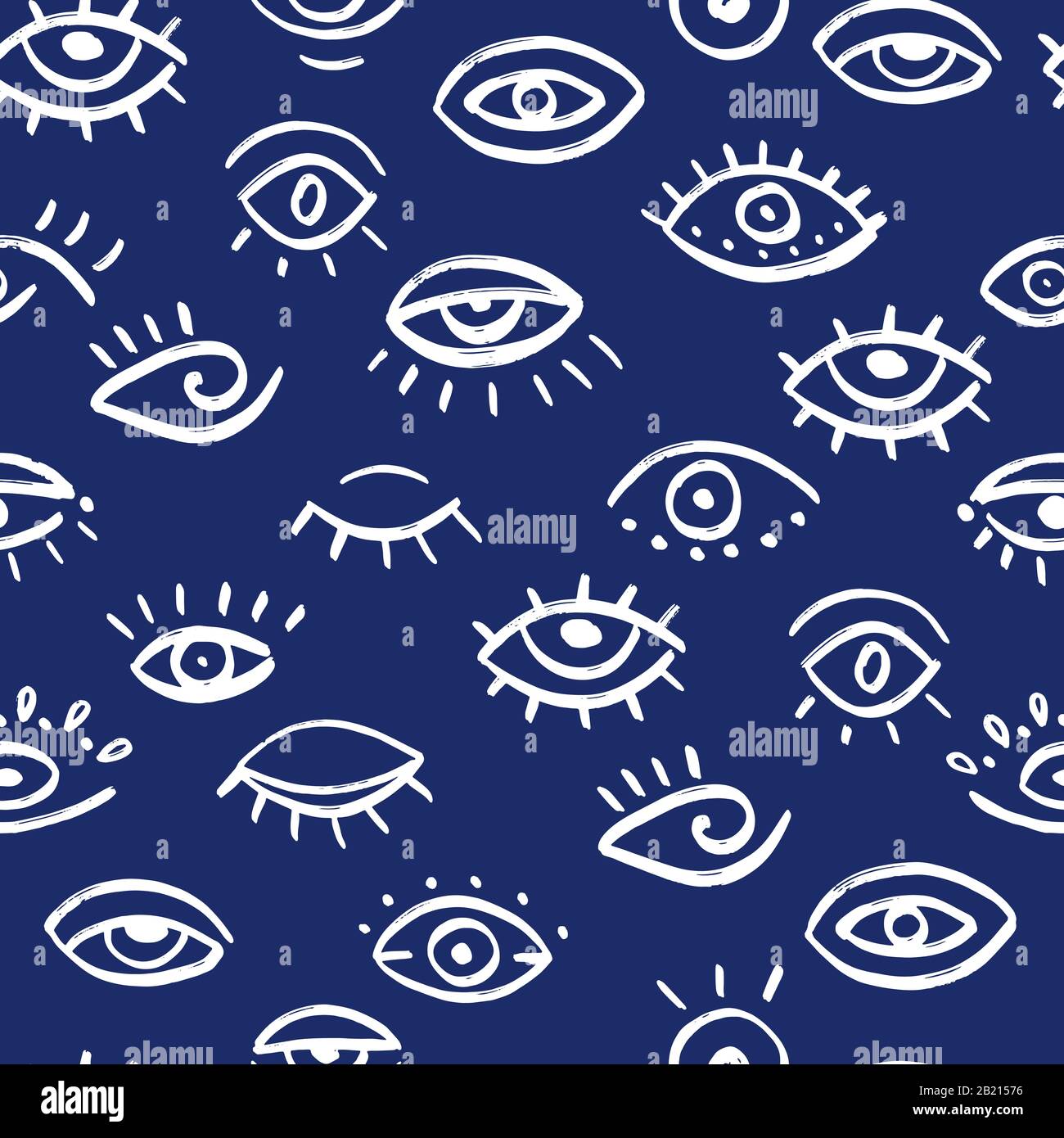 Seamless pattern of hand drawn eyes. Doodle vector illustration with ...