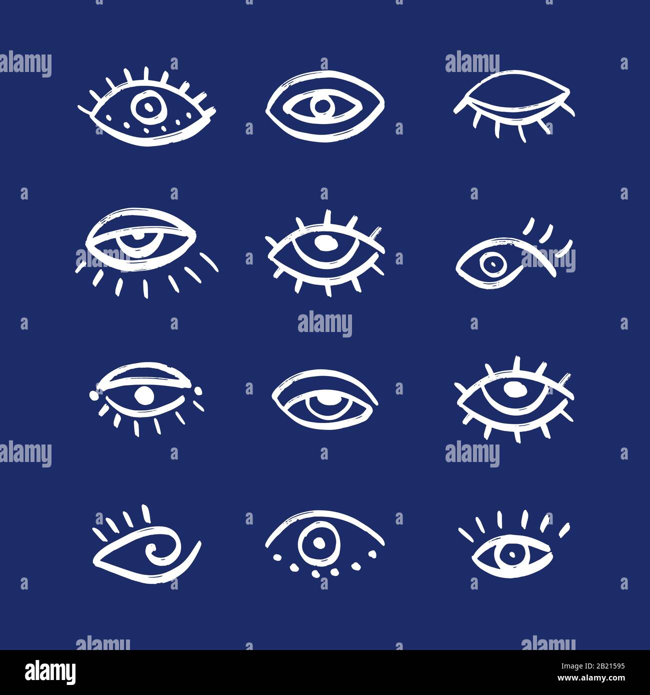 Set of hand drawn eyes. Doodle vector illustration with various eyes ...