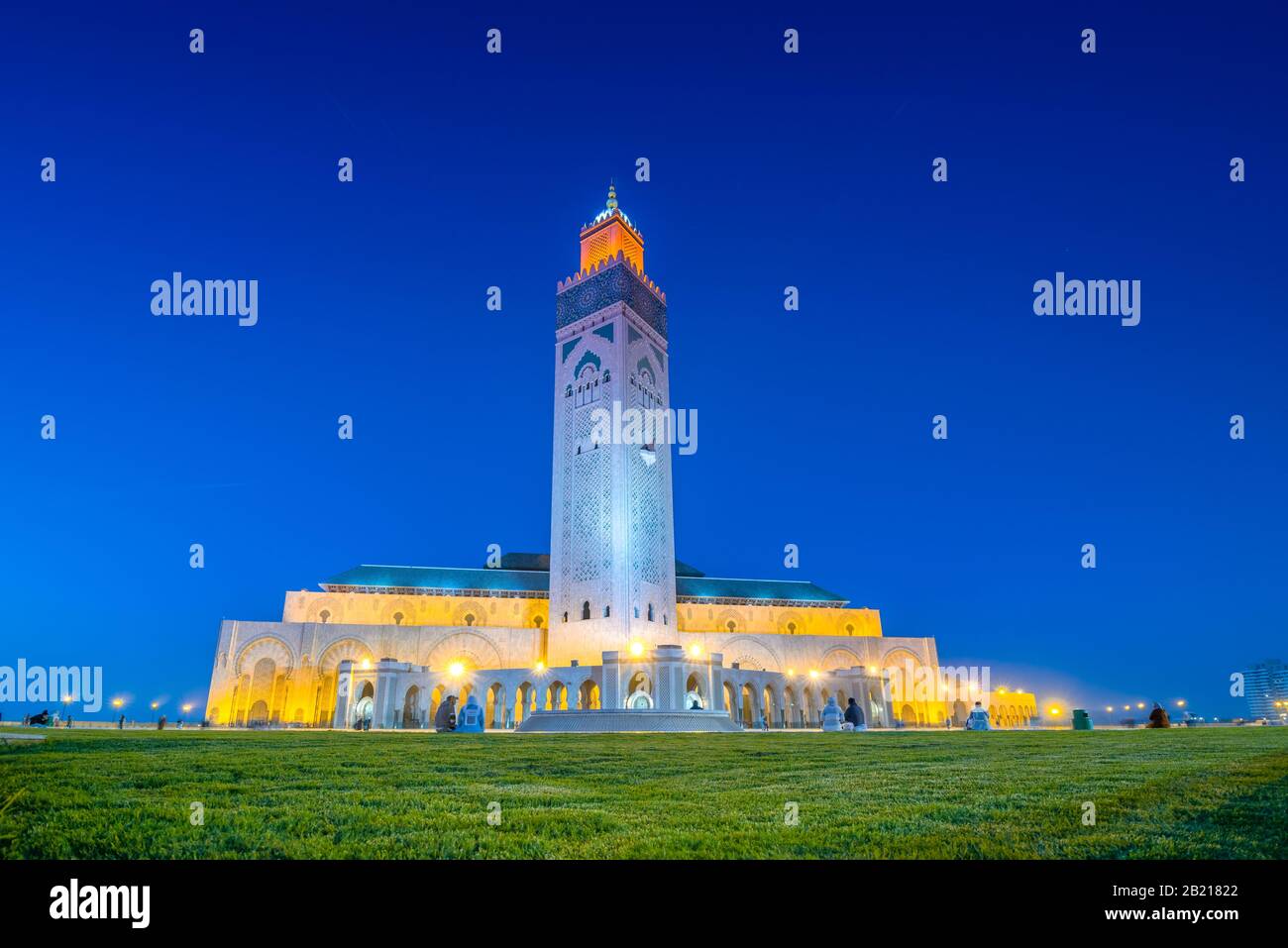 The Hassan II Mosque is a mosque in Casablanca, Morocco. It is the largest mosque in Morocco with the tallest minaret in the world. Stock Photo