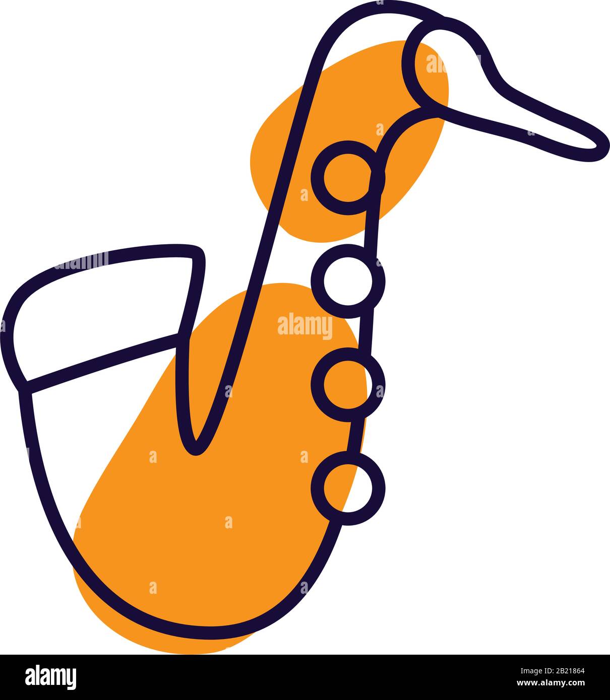saxophone instrument line style icon design, Music sound melody song