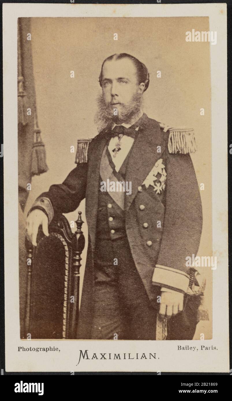 Carte-de-visite of Emperor Maximilian I of Mexico circa 1864, National Museum of African American History and Culture, photograph by Andrew Burgess (1837 - 1908) Stock Photo