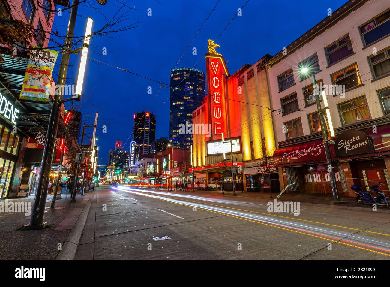 Downtown Vancouver, British Columbia, Canada Feb 22, 2020 Night View