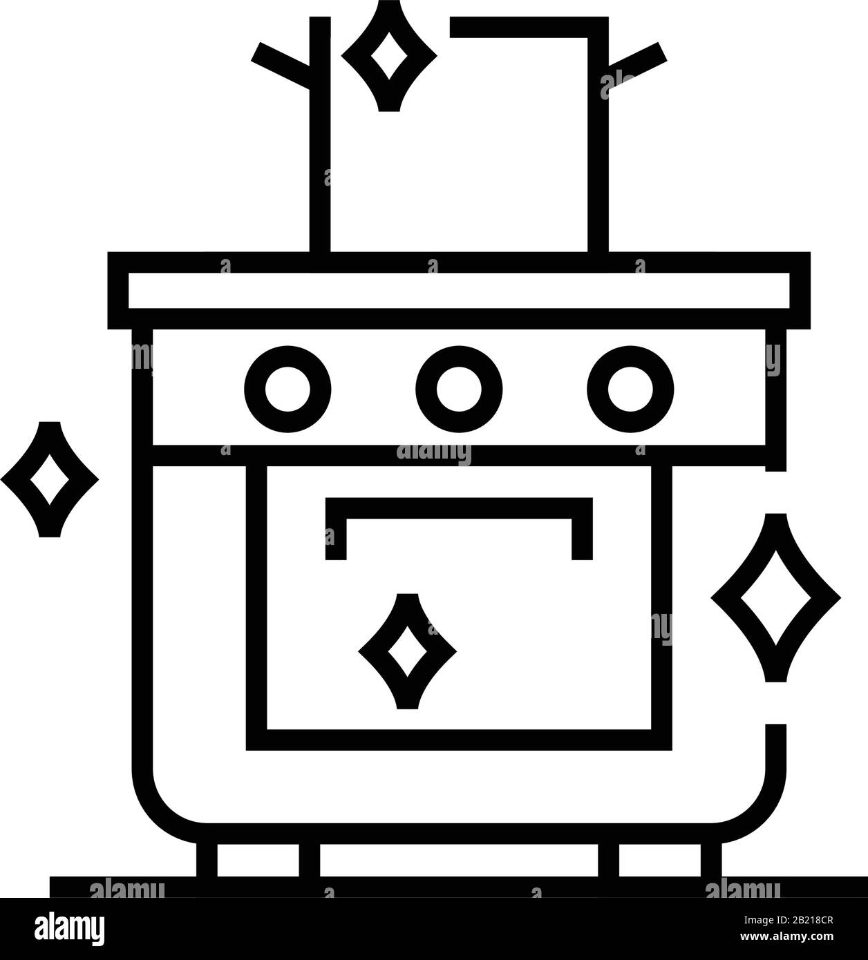 Oven cleaning line icon, concept sign, outline vector illustration ...